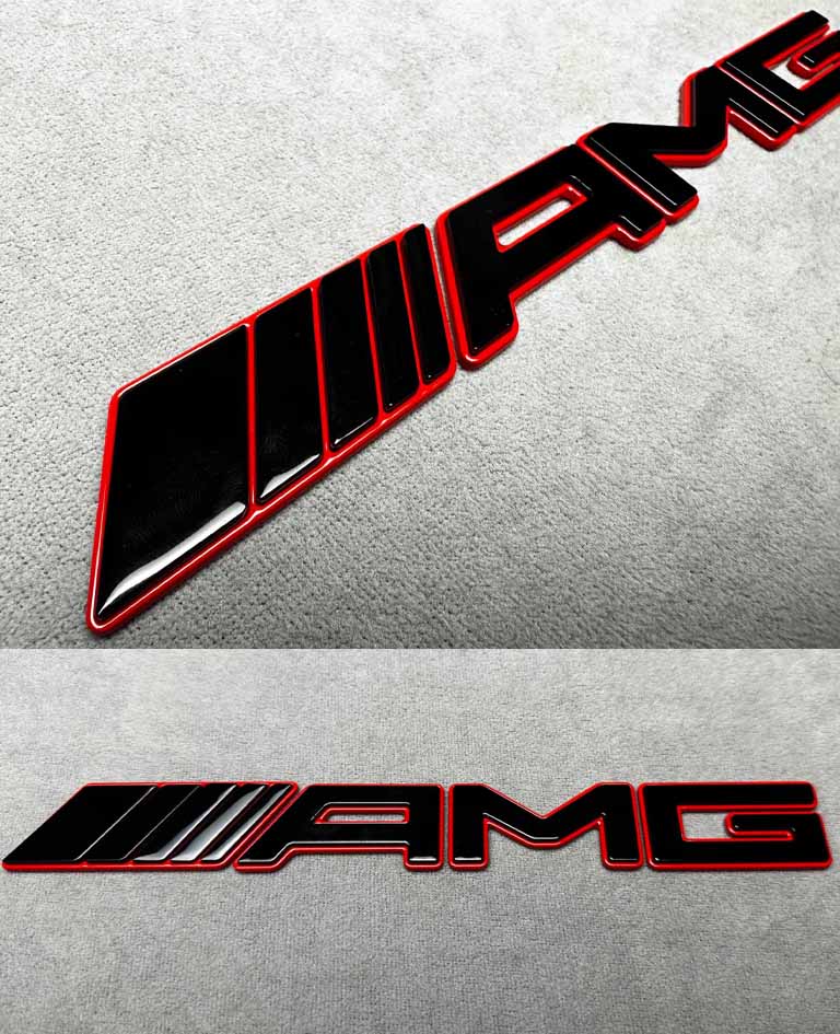 Tail AMG badges in black color with red trim for Mercedes Benz G Class