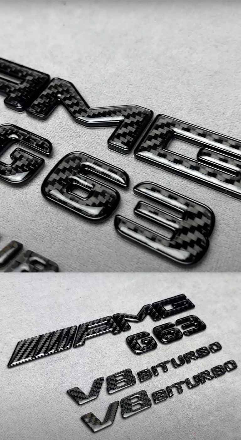 Carbon fiber AMG G63 V8 Biturbo badge set for models Mercedes Benz