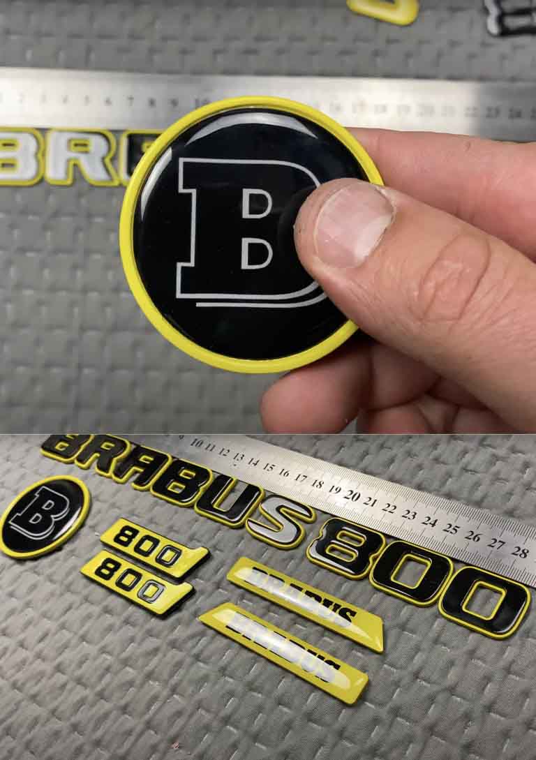 Brabus 800 metallic emblems set in yellow color for Mercedes G Wagon