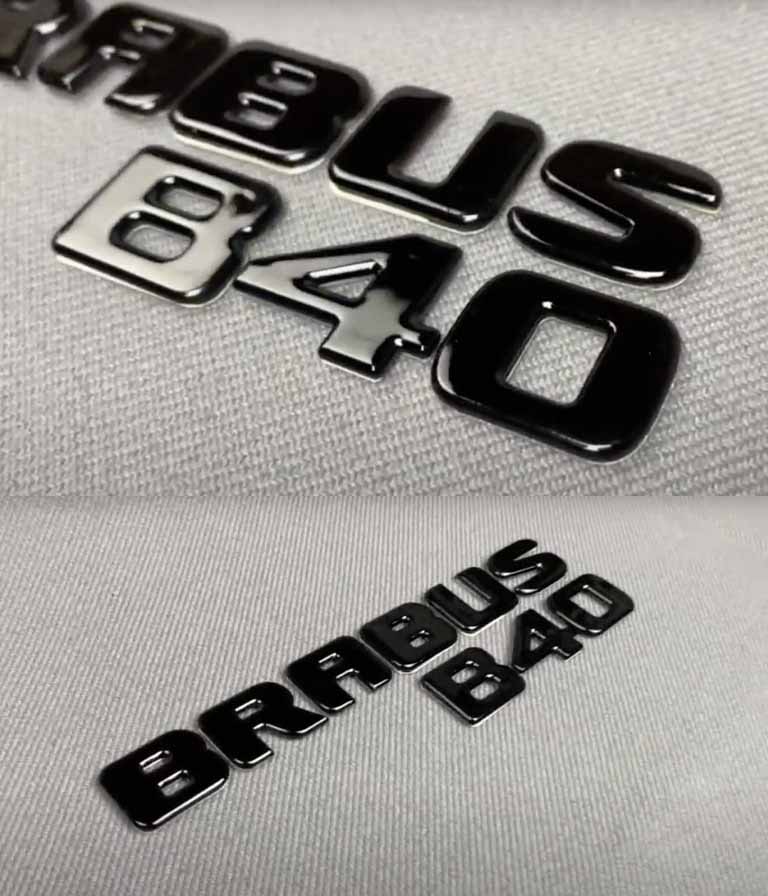 Brabus B40 tail emblem of metal in black color for Mercedes Benz S Class trunk
