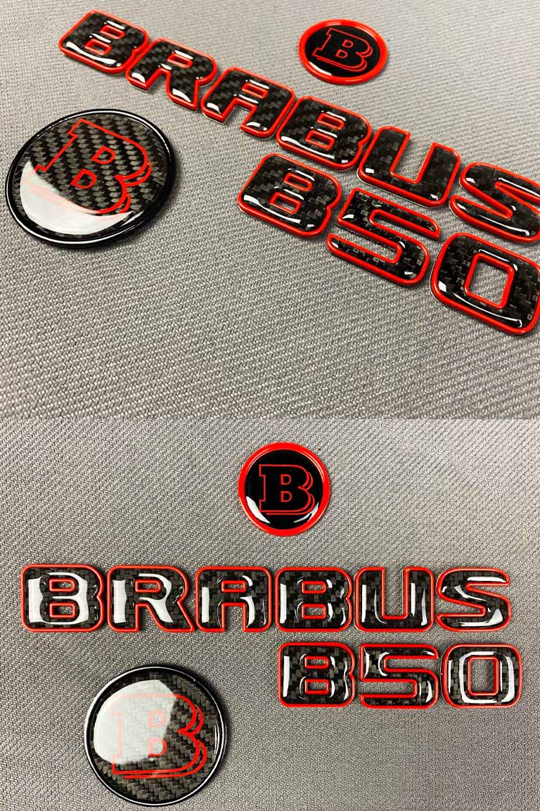 Carbon Brabus B50 emblem set front and tail logos for Mercedes Benz S-Class