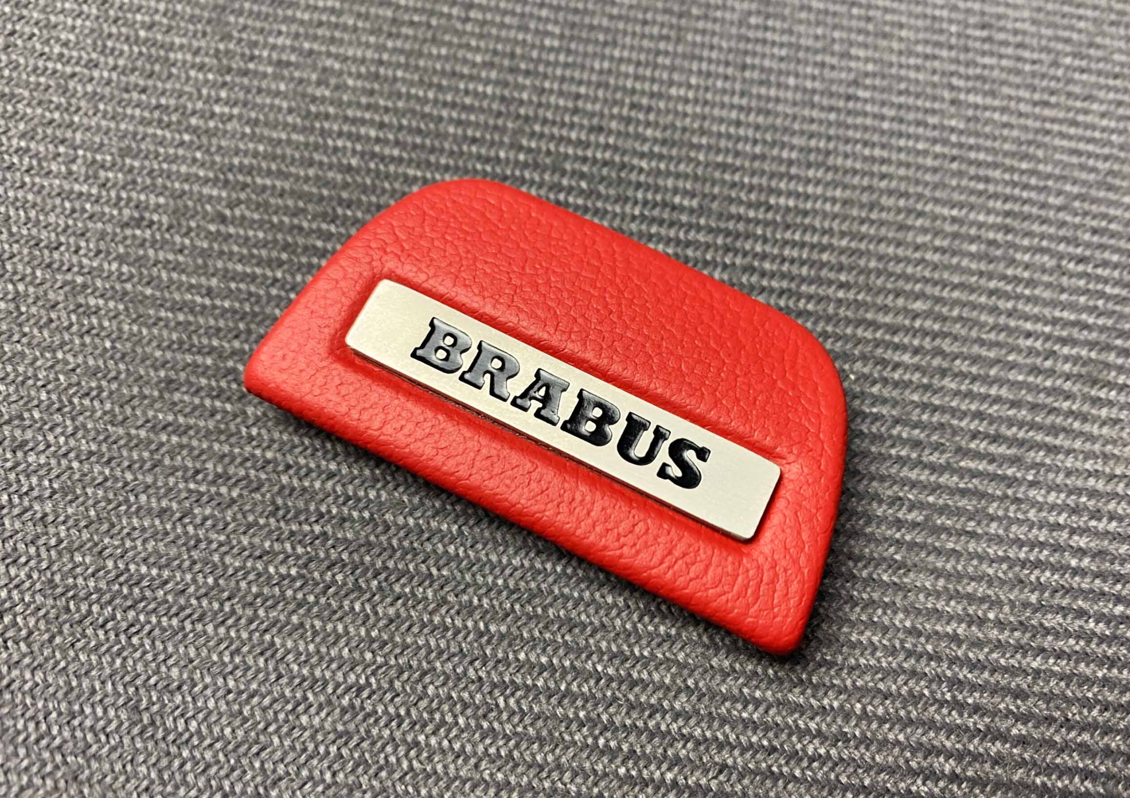 Brabus steering wheel badge metal insert in red leather