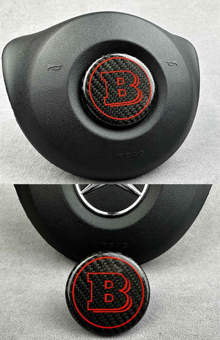 Carbon fiber Airbag emblem Brabus in red color for Mercedes Benz