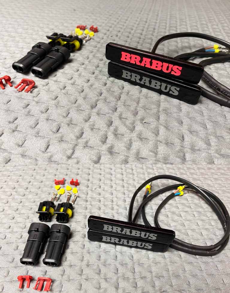 Red LED inserts with Rocket badge for Mercedes Brabus fenders