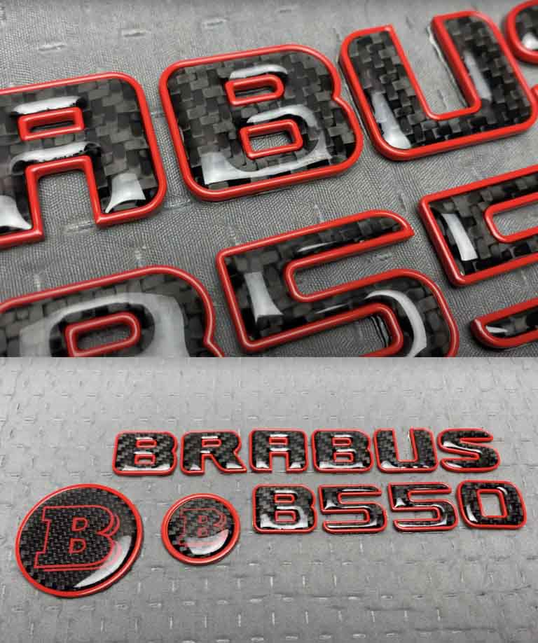 Front grill and Rear Brabus B550 carbon emblems set for Mercedes S-Class
