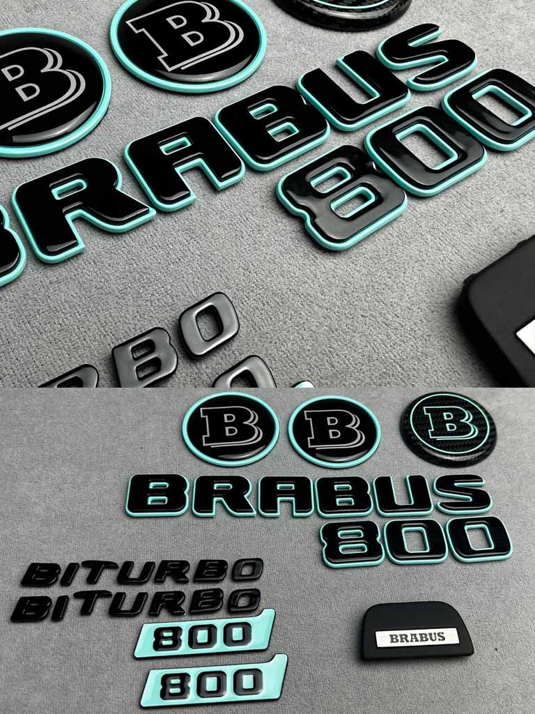 Brabus Biturbo 800 emblems set in Tiffany Blue color for Mercedes G Wagon