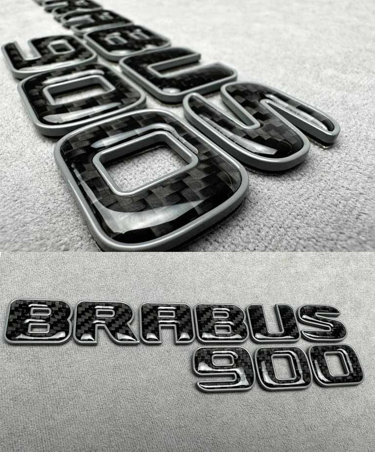 Brabus 900 Rear Emblem in Nardo Grey and Carbon Fiber for Mercedes-Benz G Class W464 W463a W463