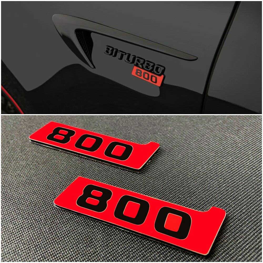 Mercedes Benz G/S/E/C/CLS Brabus Style 800 Red Body Emblem Sticker Badge Letters Logo Set (2 pcs) Steel