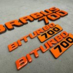 Brabus biturbo 700 Emblem Logo Set Orange metal made for Mercedes Benz G Class