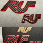RUF Emblems Porsche Style Carbon RED Logo Metal Badges Set For Porsche 911 997 996 993 964 930 Turbo