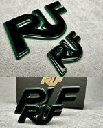 RUF Emblems Porsche Style Black and Green Logo Metal Badges Set For Porsche 911 997 996 993 964 930 Turbo