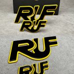 RUF Emblems Porsche Style Yellow and Black Logo Metal Badges Set For Porsche 911 997 996 993 964 930 Turbo