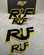 RUF Emblems Porsche Style Yellow and Black Logo Metal Badges Set For Porsche 911 997 996 993 964 930 Turbo