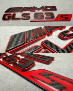 AMG GLS 63 S Rear Emblem Metal Red and carbon brabus Style 2025