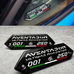 Lamborghini Carbon Fiber Emblems Aventador SVJ Roadster 001 di 250 in the door card – Original