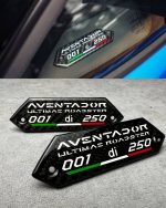 Lamborghini Carbon Fiber Emblems Aventador SVJ Roadster 001 di 250 in the door card – Original