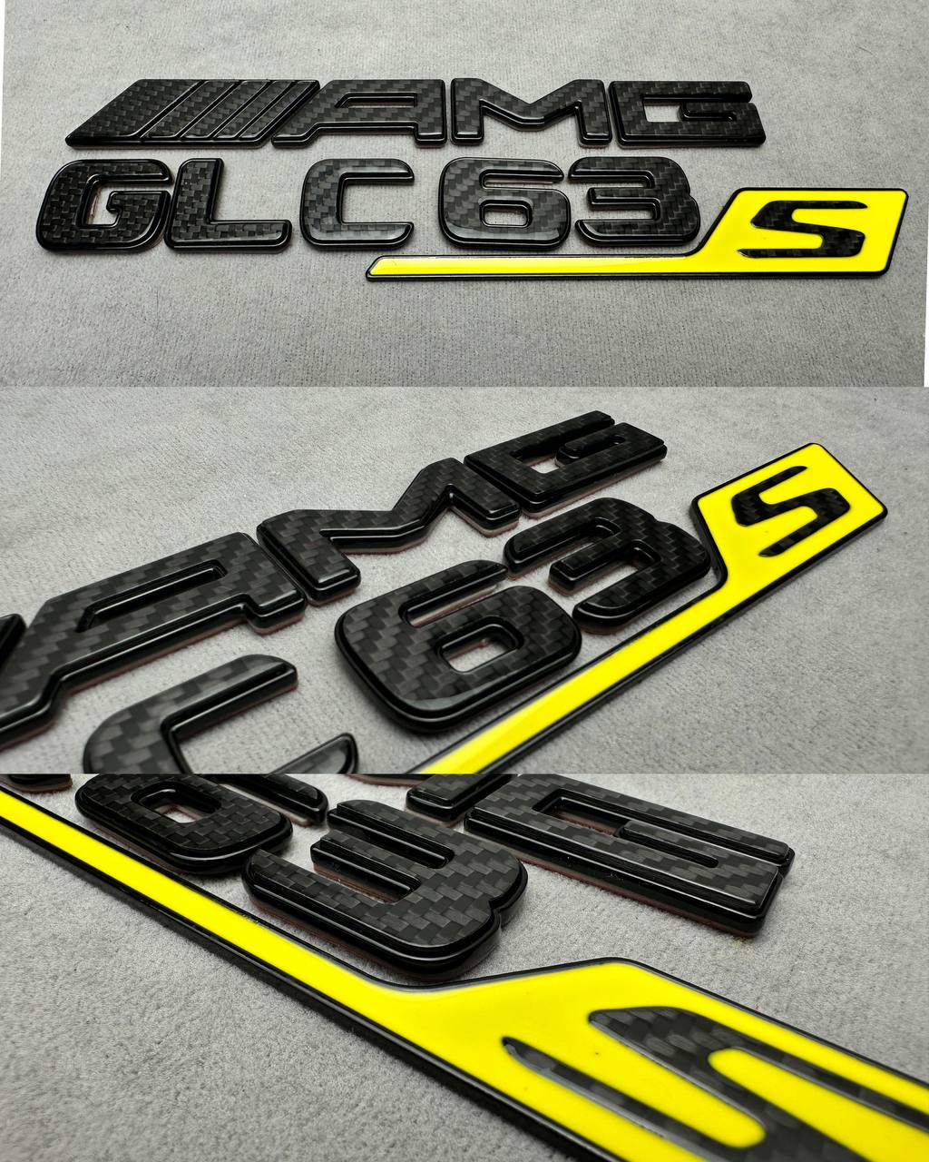 Tail Emblem Badge AMG GLC 63 S 1 Tail Emblem Badge AMG GLC 63 S rear Emblem Brabus 2025 Yellow and carbon - Image 1