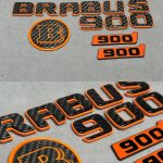 Brabus 900 emblems badge mini set Orange and carbon for Mercedes