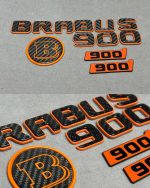 Brabus 900 emblems badge mini set Orange and carbon for Mercedes