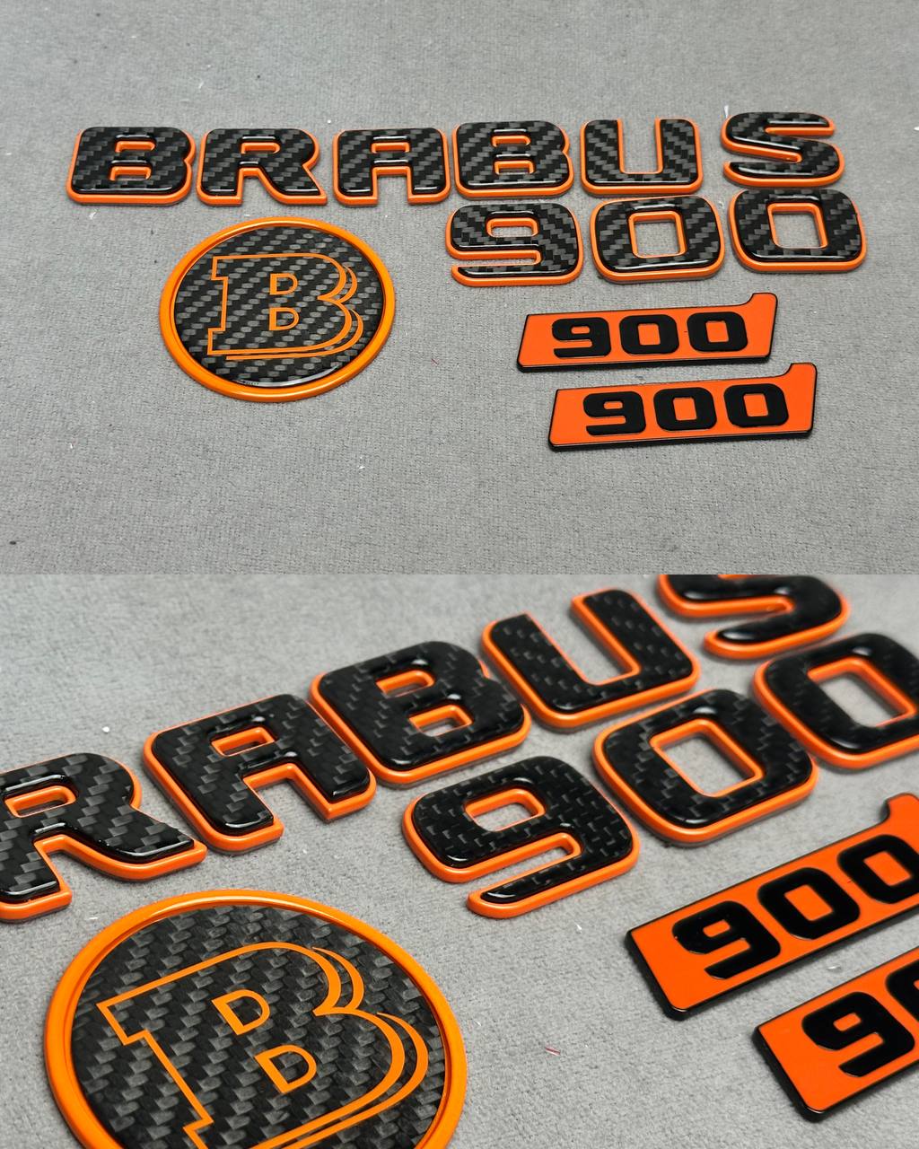 2026-01-06 22.33.44 Brabus 900 emblems badge mini set Orange and carbon for Mercedes - Image 1