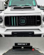 White Rocket Led emblem LED in Grille Brabus Rocket style Mercedes G class W463a w464 G63