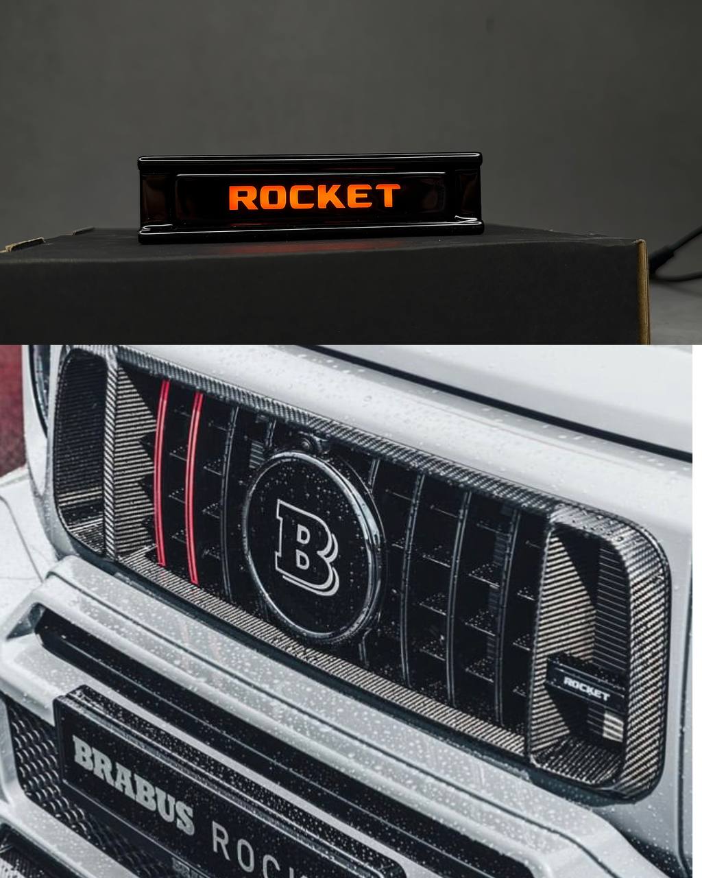 2026-02-02 18.14.51 Rocket Led emblem Orange LED in Grille Brabus Rocket style Mercedes G class W463a W464 G63 - Image 1