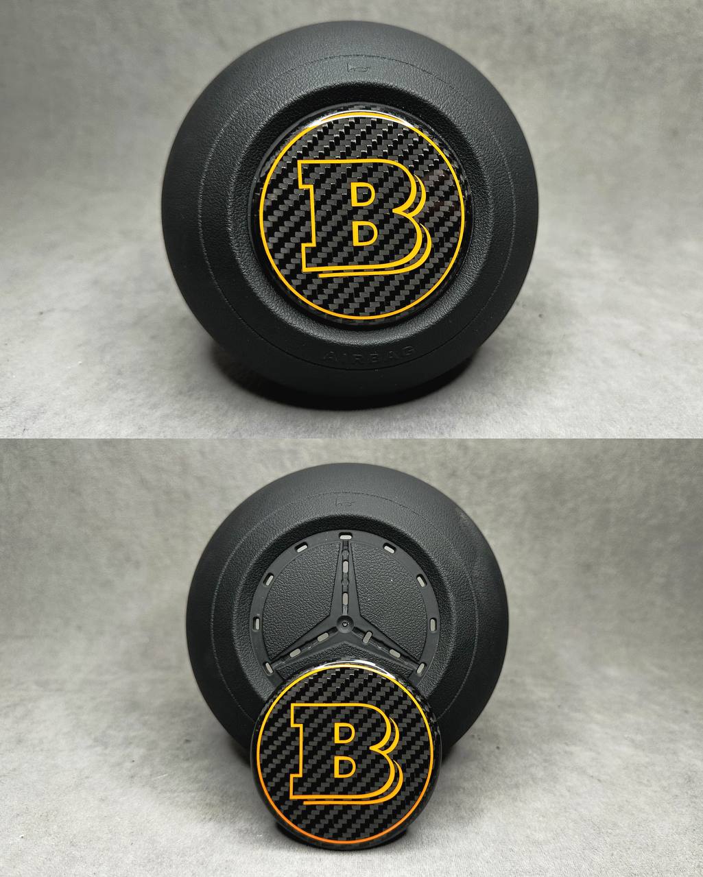 2026-02-06 16.49.21 Brabus Orange Emblem in Air Bag for Mercedes G GLE GLS E S Class - Image 1
