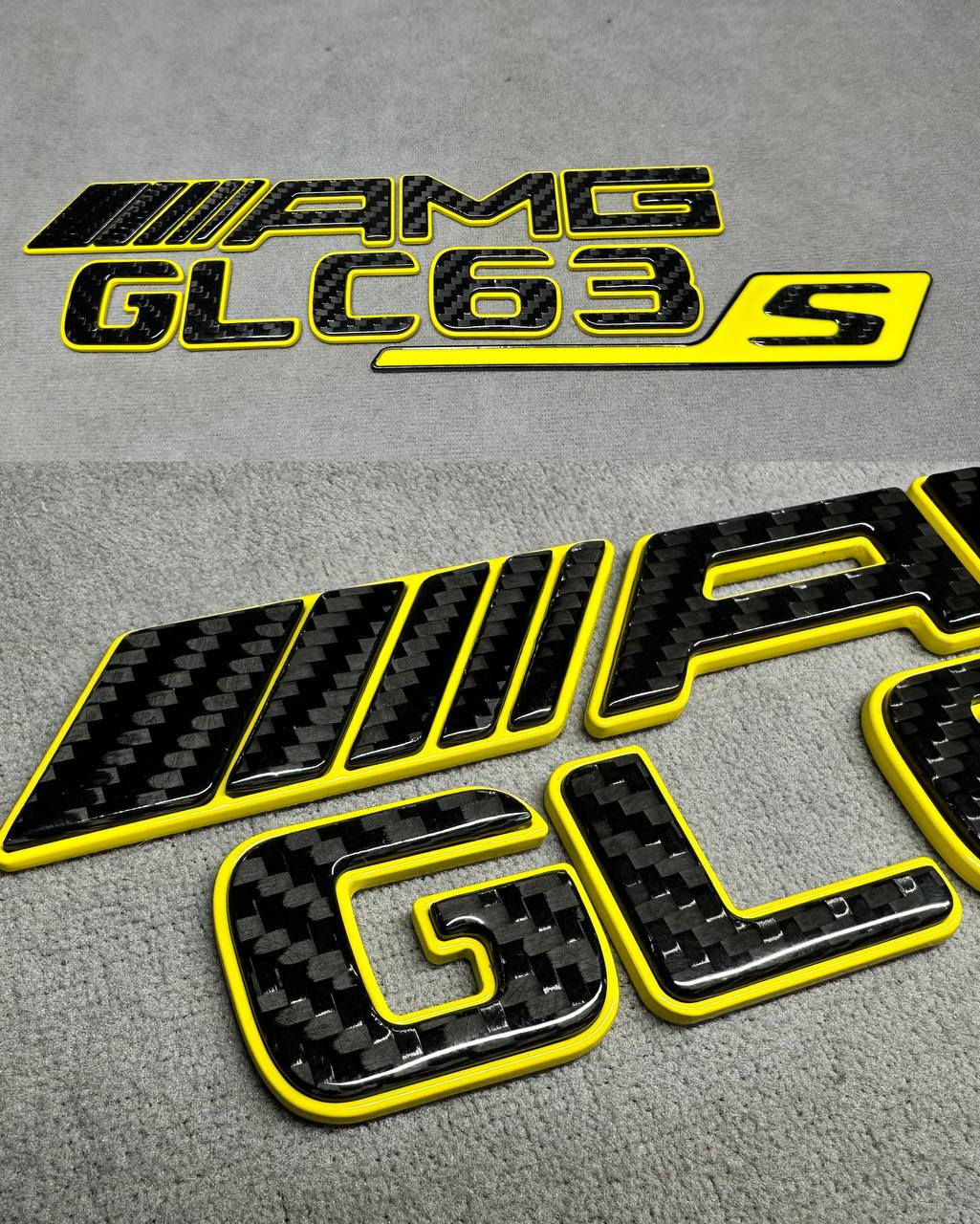 2026-02-25 11.41.28 Tail Emblem Badge AMG GLC 63 S rear Emblem Brabus style 2026 Yellow and carbon - Image 1