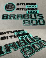 Brabus biturbo 800 Emblem Logo Set Tiffany and Carbon for Mercedes Benz G Class