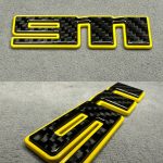 911 Logo Carbon and Yellow Metal Emblem Exterior Numbers for Porsche 992