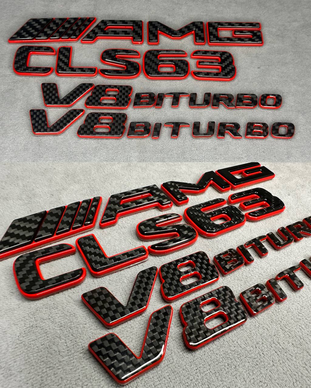 AMG Emblem CLS 63 V8 biturbo Logo red and carbon CLS class - Image 1