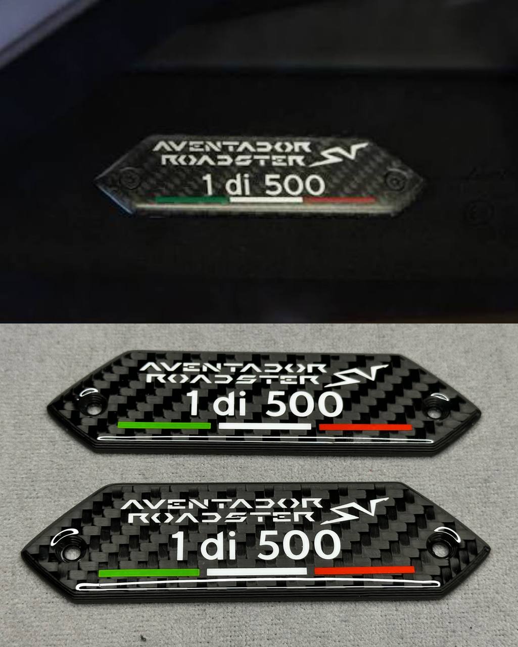 Lamborghini Emblems Aventador SV 1 di 500 in the door card Carbon Fiber - Image 1