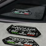 Lamborghini Carbon Fiber Emblems Aventador Ultimle 001 di 350 in the door card