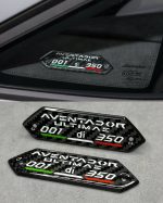 Lamborghini Carbon Fiber Emblems Aventador Ultimle 001 di 350 in the door card