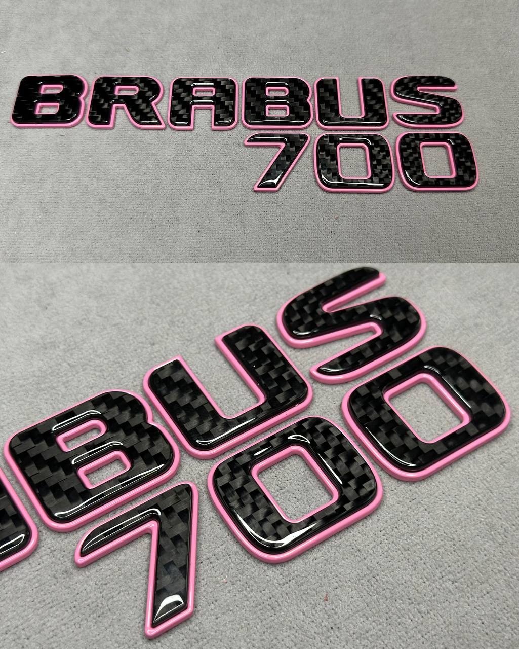 Tail Badges Brabus 700 Pink and Carbon for Mercedes-Benz G Class W463 W463a W464 W465 - Image 1