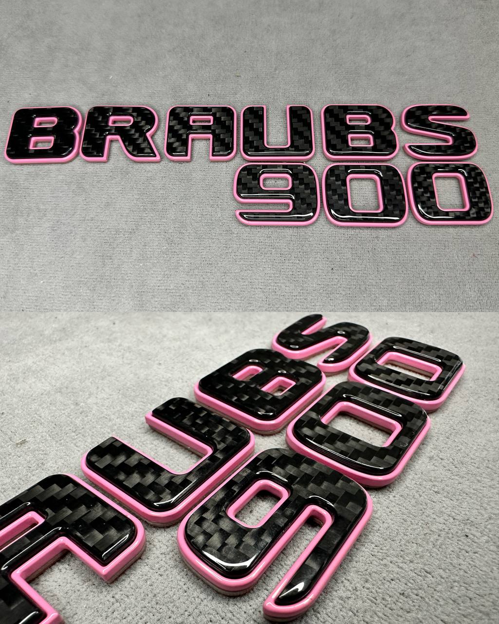 Tail Badges Brabus 900 Pink and Carbon for Mercedes-Benz G Class W463 W463a W464 W465 - Image 1