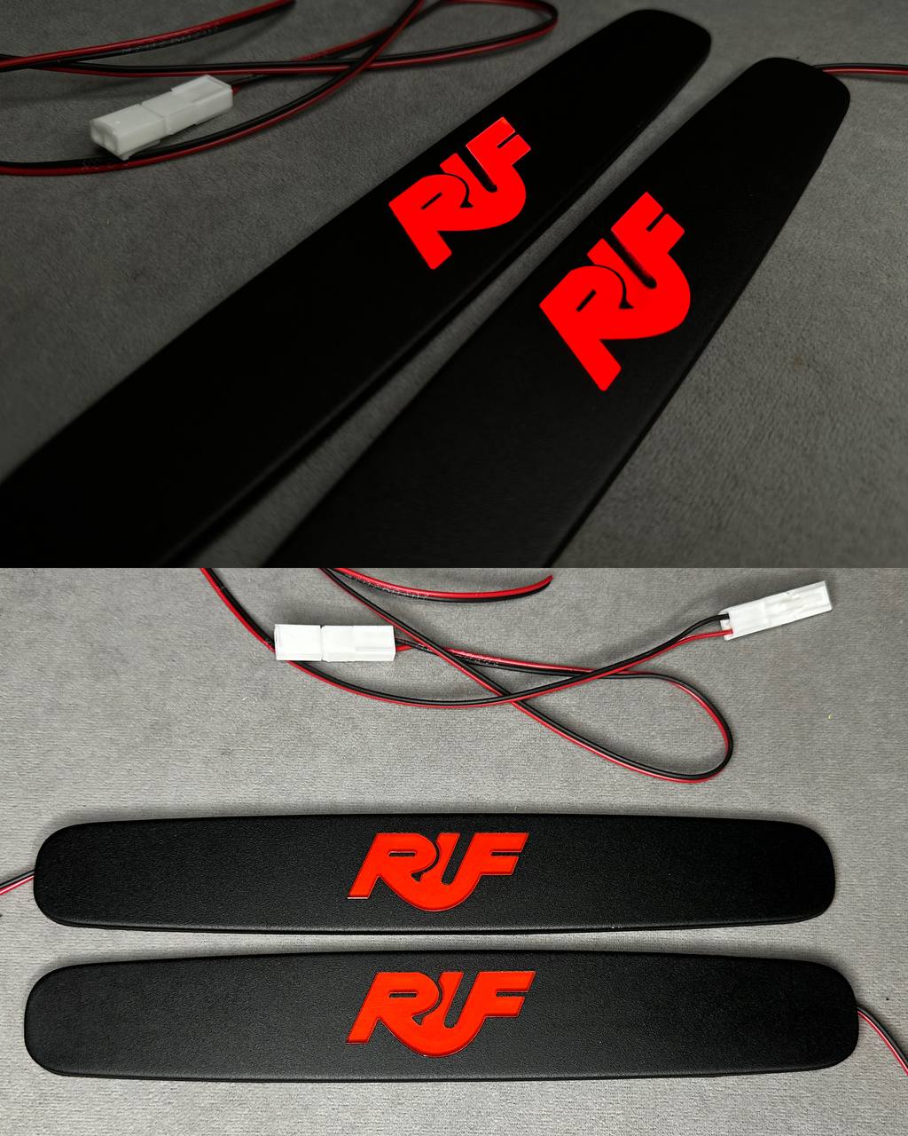 RUF LED Door Sill Plates Black for Porsche 911 | Red Logo Illuminated Threshold Trim | Entry Guards 996 997 991 992 - Image 1