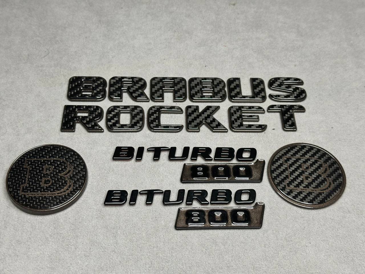 Brabus Rocket Emblems and Badges Set Brown and Carbon for ALL Model Mercedes - Image 1