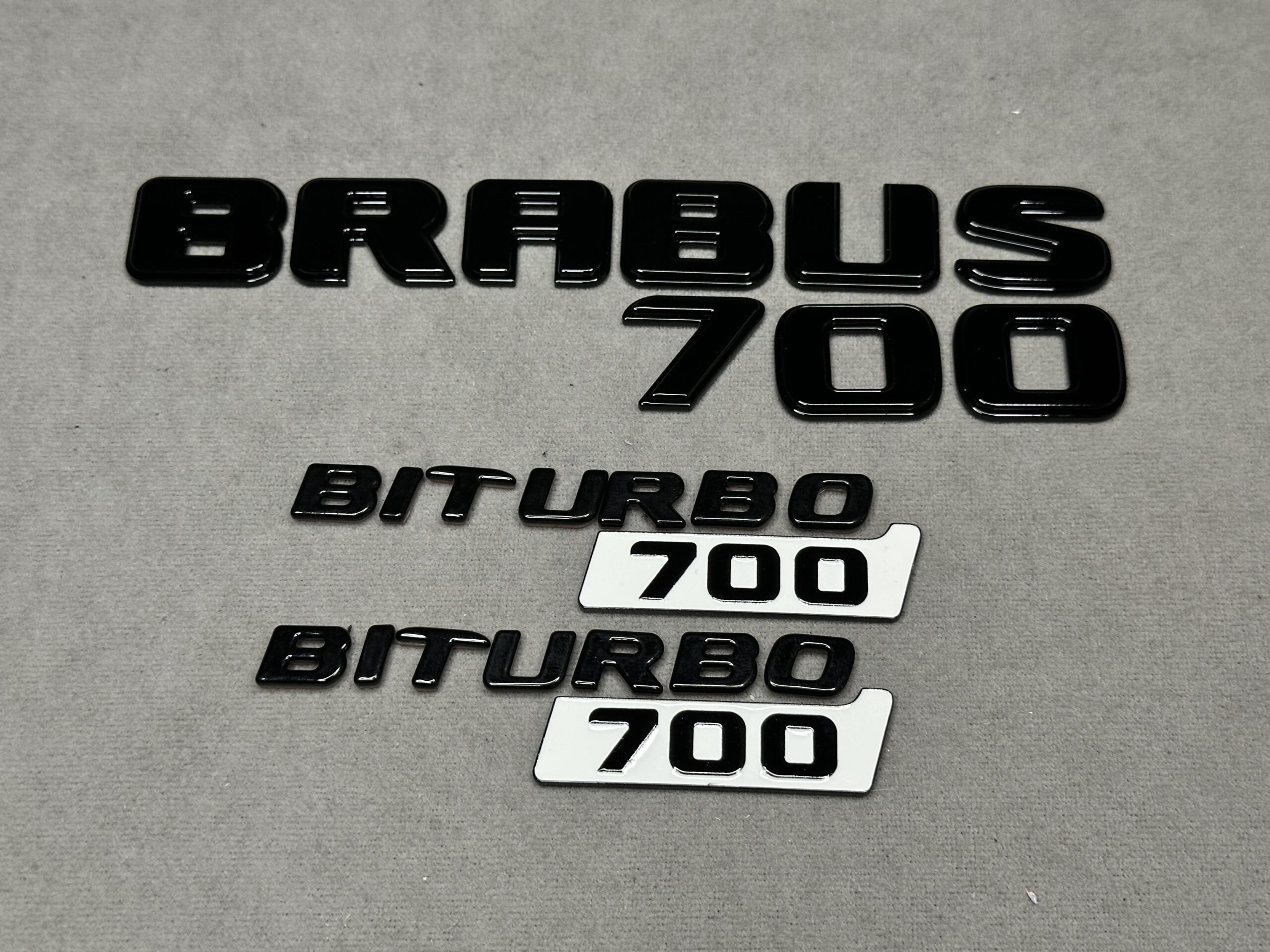 Brabus biturbo 700 Emblem Logo Set White and Black metal made for Mercedes Benz - Image 1